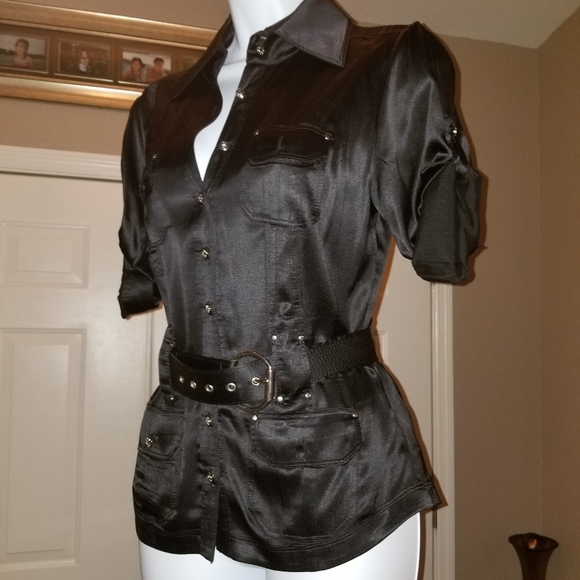 bebe black button down blouse - Picture 8 of 13